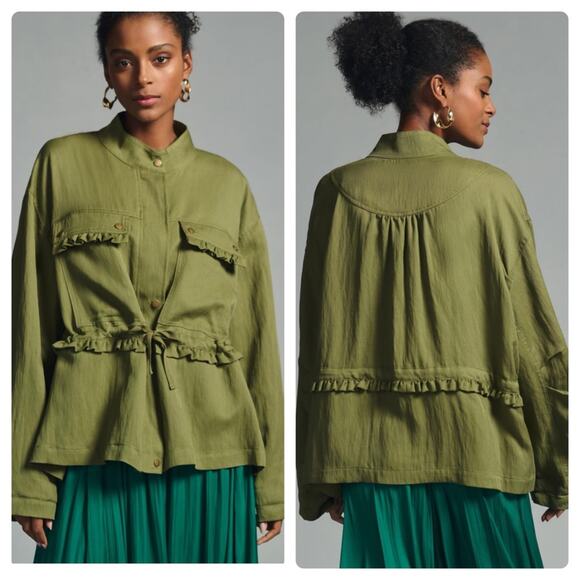 By Anthropologie Oversized Utility Jacket Moss - Picture 1 of 15